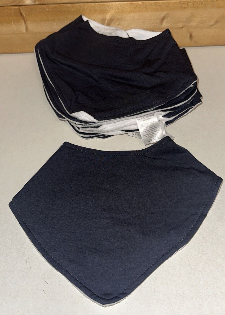 Doodalou Bamboo Bib Bandana Snap Pacifier Binky Holder Navy Daycare Lot 12